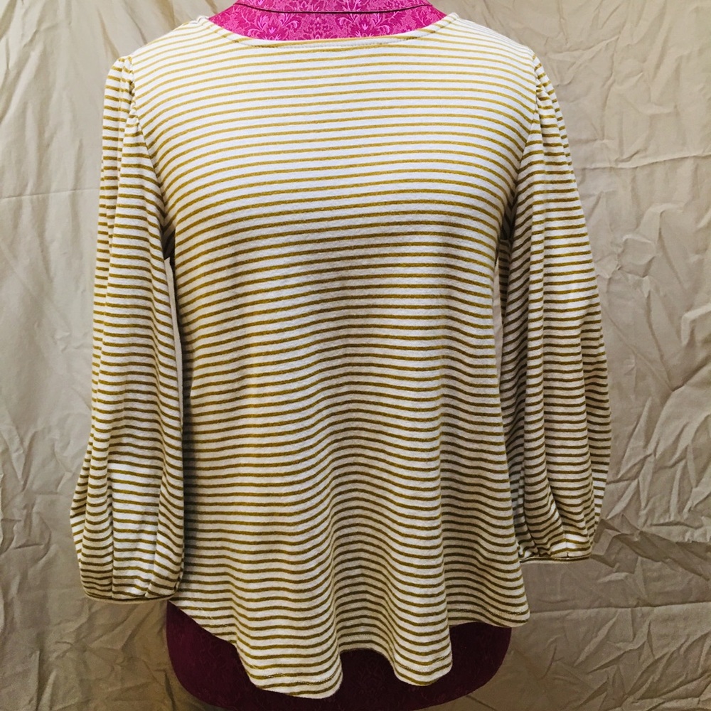 Golden yellow and white stripe top